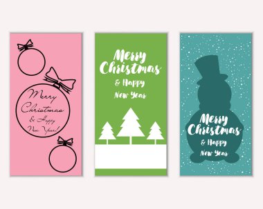 mutlu Noeller ve mutlu yeni yıl tebrik kartları vektör çizim