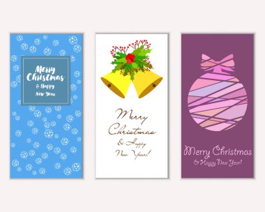 Renkli Noel kartları ile yeni yıl süslemeleri, illüstrasyon vektör