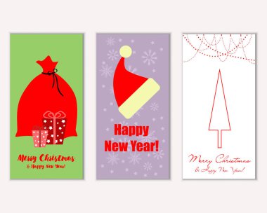 vektör çizim kış tatil tebrik kartları