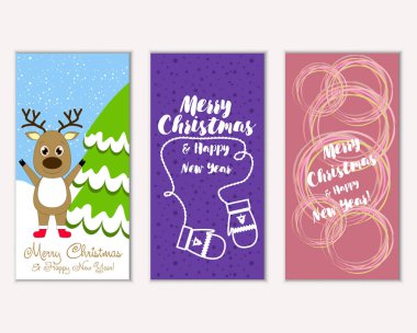 vektör çizim kış tatil tebrik kartları