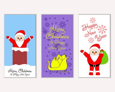 vektör çizim kış tatil tebrik kartları