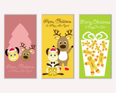 Renkli Noel kartları ile yeni yıl süslemeleri, illüstrasyon vektör