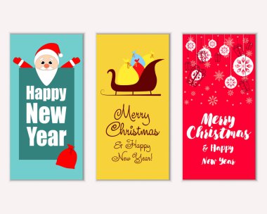 vektör çizim kış tatil tebrik kartları