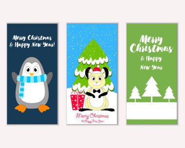 Renkli Noel kartları ile yeni yıl süslemeleri, illüstrasyon vektör