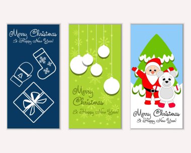 mutlu Noeller ve mutlu yeni yıl tebrik kartları vektör çizim