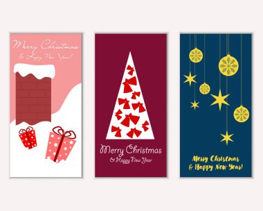 Renkli Noel kartları ile yeni yıl süslemeleri, illüstrasyon vektör