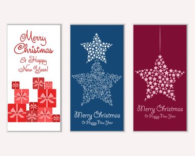 Mutlu Noeller ve mutlu yeni yıl tebrik kartları. Vektör çizim   