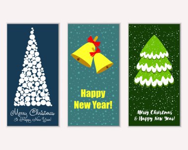 vektör çizim kış tatil tebrik kartları