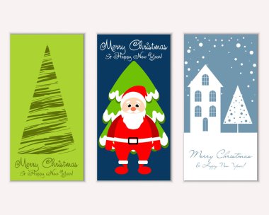 mutlu Noeller ve mutlu yeni yıl tebrik kartları vektör çizim     