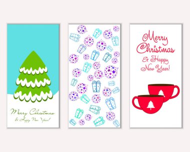 vektör çizim kış tatil tebrik kartları