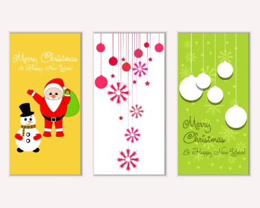 mutlu Noeller ve mutlu yeni yıl tebrik kartları vektör çizim
