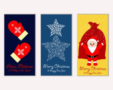 vektör çizim kış tatil tebrik kartları