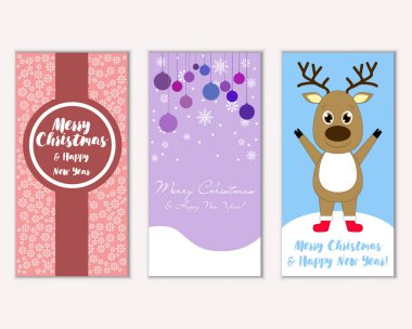 mutlu Noeller ve mutlu yeni yıl tebrik kartları vektör çizim