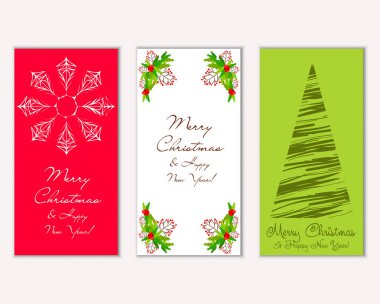 Mutlu Noeller ve mutlu yeni yıl tebrik kartları. Vektör çizim     