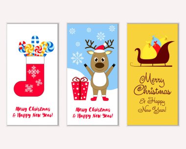 vektör çizim kış tatil tebrik kartları