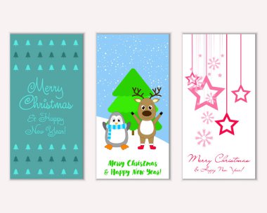 vektör çizim kış tatil tebrik kartları