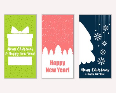 mutlu Noeller ve mutlu yeni yıl tebrik kartları vektör çizim     