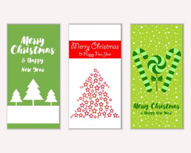 mutlu Noeller ve mutlu yeni yıl tebrik kartları vektör çizim