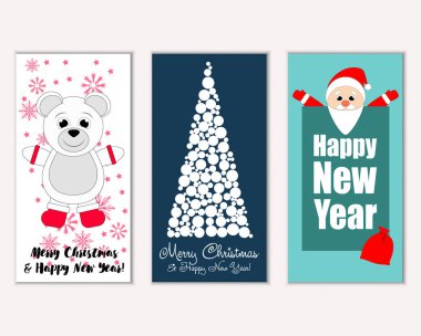 vektör çizim kış tatil tebrik kartları