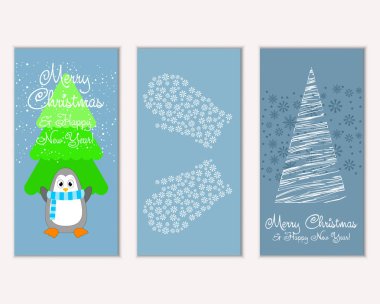 Mutlu Noeller ve mutlu yeni yıl tebrik kartları. Vektör çizim   