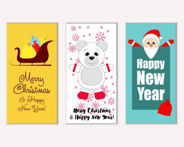 vektör çizim kış tatil tebrik kartları
