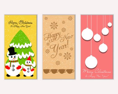vektör çizim kış tatil tebrik kartları