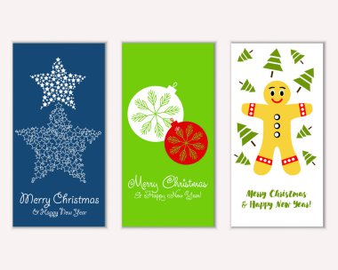 vektör çizim kış tatil tebrik kartları