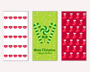 mutlu Noeller ve mutlu yeni yıl tebrik kartları vektör çizim