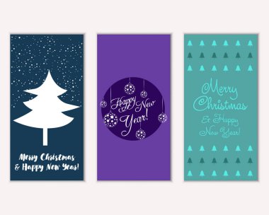 vektör çizim kış tatil tebrik kartları