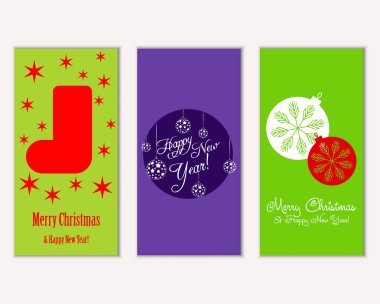 vektör çizim kış tatil tebrik kartları