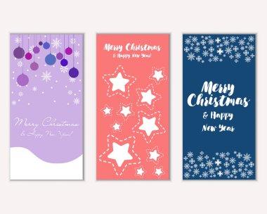 Mutlu Noeller ve mutlu yeni yıl tebrik kartları. Vektör çizim       