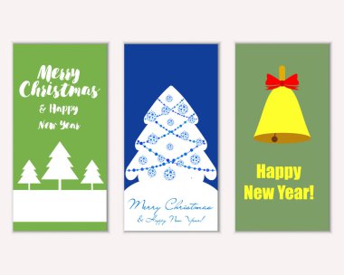 Renkli Noel kartları ile yeni yıl süslemeleri, illüstrasyon vektör