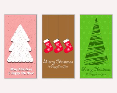 Mutlu Noeller ve mutlu yeni yıl tebrik kartları. Vektör çizim 
