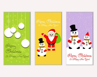 mutlu Noeller ve mutlu yeni yıl tebrik kartları vektör çizim