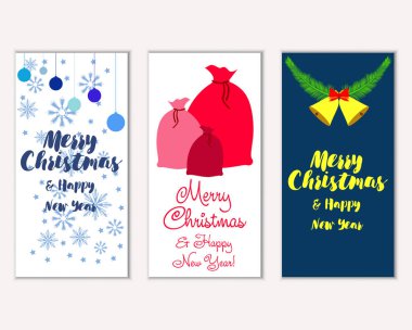 mutlu Noeller ve mutlu yeni yıl tebrik kartları vektör çizim      