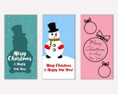 mutlu Noeller ve mutlu yeni yıl tebrik kartları vektör çizim