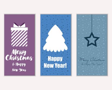 mutlu Noeller ve mutlu yeni yıl tebrik kartları vektör çizim      