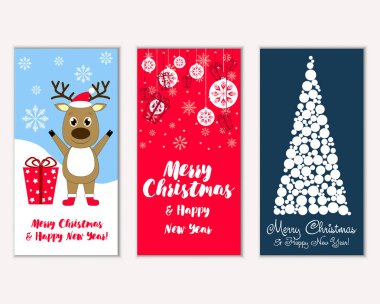 vektör çizim kış tatil tebrik kartları