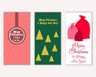 mutlu Noeller ve mutlu yeni yıl tebrik kartları vektör çizim       