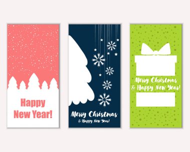 mutlu Noeller ve mutlu yeni yıl tebrik kartları vektör çizim     