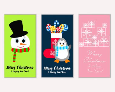 Renkli Noel kartları ile yeni yıl süslemeleri, illüstrasyon vektör