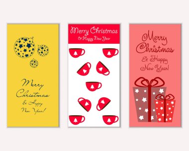 mutlu Noeller ve mutlu yeni yıl tebrik kartları vektör çizim