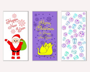 vektör çizim kış tatil tebrik kartları