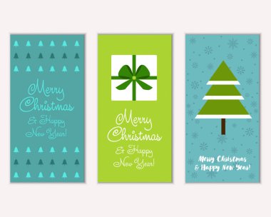 vektör çizim kış tatil tebrik kartları