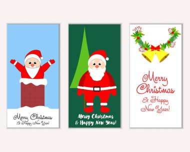 mutlu Noeller ve mutlu yeni yıl tebrik kartları vektör çizim