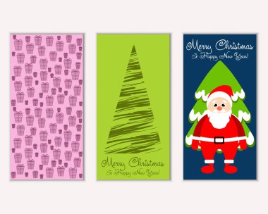 mutlu Noeller ve mutlu yeni yıl tebrik kartları vektör çizim     