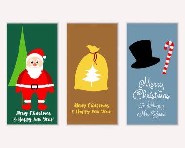 mutlu Noeller ve mutlu yeni yıl tebrik kartları vektör çizim