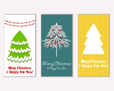 mutlu Noeller ve mutlu yeni yıl tebrik kartları vektör çizim