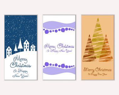 vektör çizim kış tatil tebrik kartları