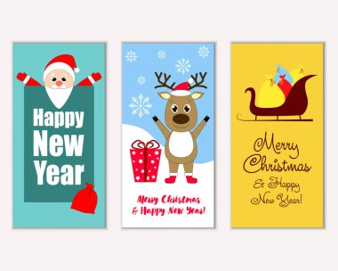 vektör çizim kış tatil tebrik kartları